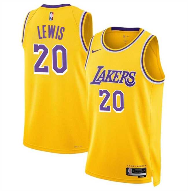 Mens Los Angeles Lakers #20 Maxwell Lewis Yellow 2024 Icon Edition Stitched Jersey Dzhi